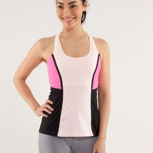 Lululemon Cool Racerback Surf Bonded Tank Parfait Pink Pinkelicious Black Size 0